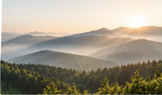 Berglandschaft bei Sonnenaufgang